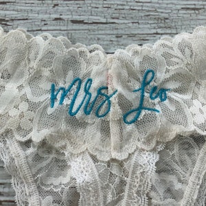 Wedding Lace Panties, thong, Bridal Underwear, Custom, Something Borrowed, Something Blue image 3