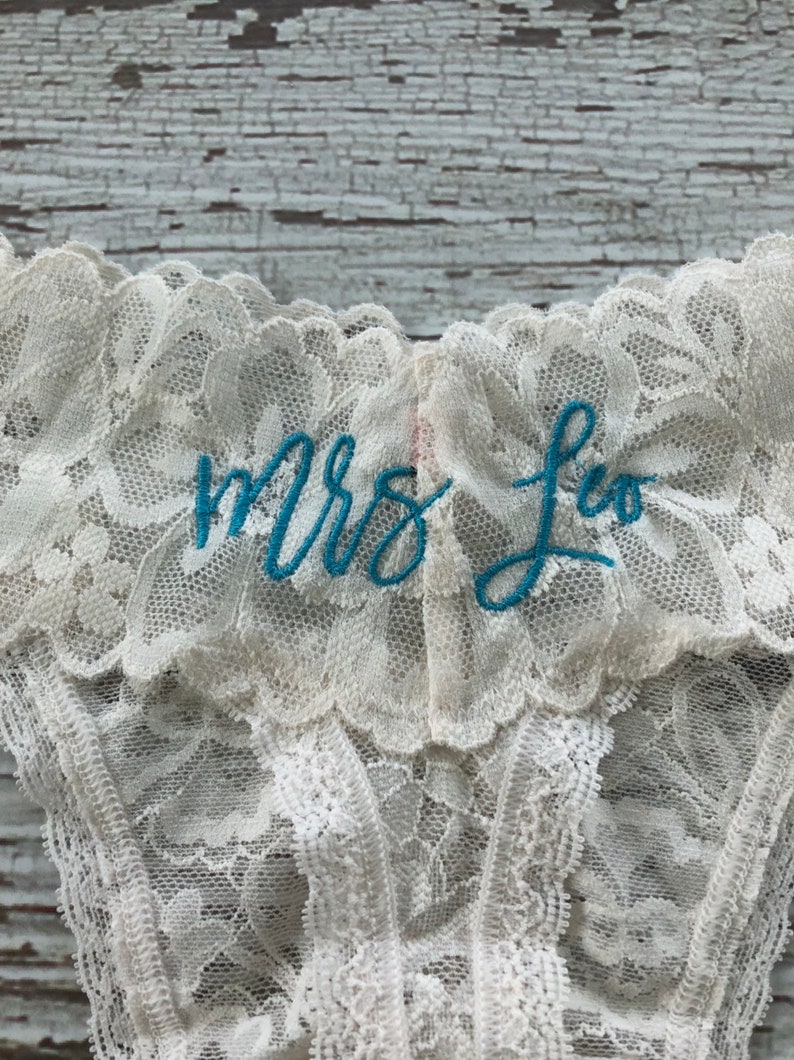 Wedding Lace Panties, thong, Bridal Underwear, Custom, Something Borrowed, Something Blue image 3