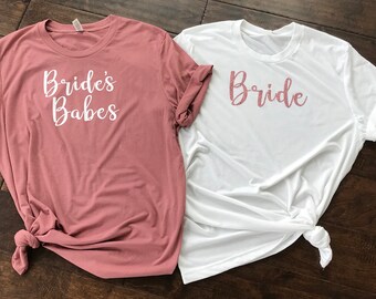 Bachelorette Party Short Sleeve Tank Bride's Babes & Bride Rose Gold