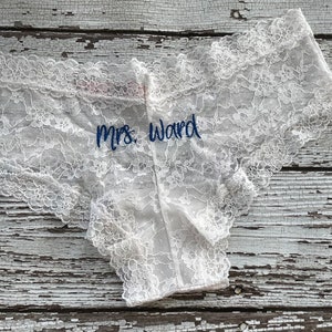Wedding Lace Cheeky Panty Bridal Underwear, Custom, Something Borrowed, Something Blue