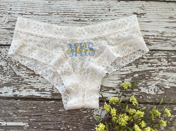 Wedding Lace Cheeky Panty Bridal Underwear, Custom, Something Borrowed,  Something Blue 