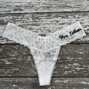 Personalized Mrs. Underwear Bridal Lingerie Bride Panties Honeymoon Thong Bachelorette Party Gift for the Groom