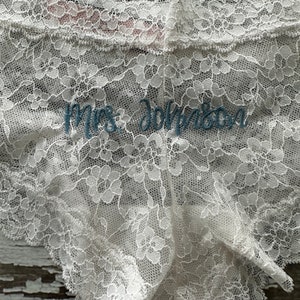 Wedding Lace Cheeky Panty Bridal Underwear, Custom, Something Borrowed, Something Blue