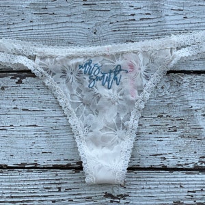 Personalized Bride Thong panties: underwear, bridesmaid, boy shorts, future  mrs, white, black, rhinestone, bling, embroidered