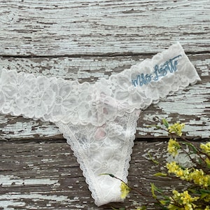 Wedding Lace Panties, thong, Bridal Underwear, Custom, Something Borrowed, Something Blue
