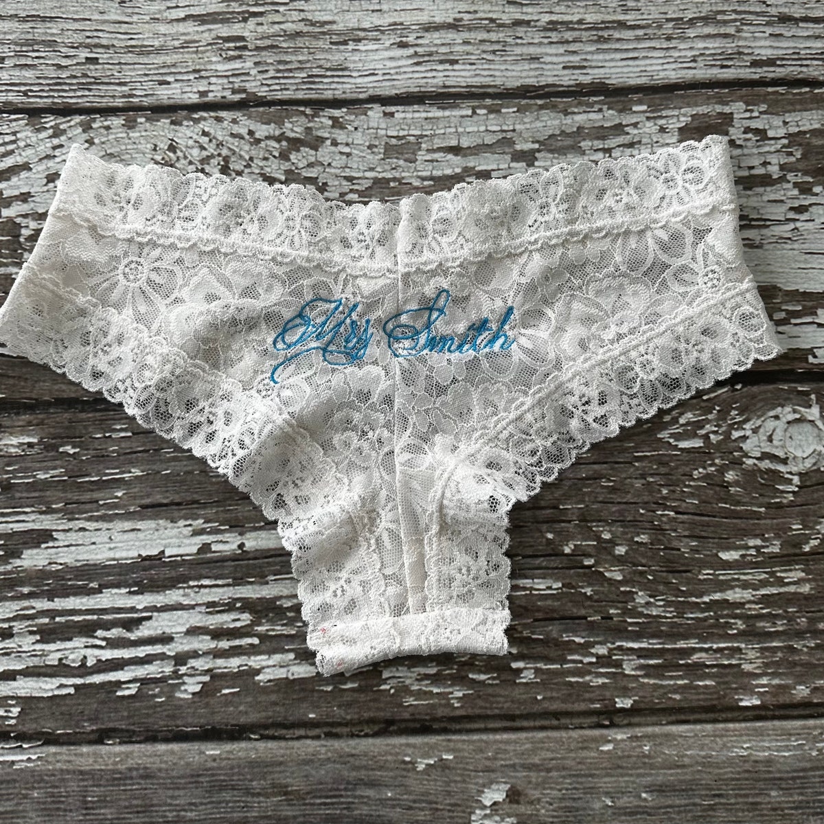 Wedding Lace Cheeky Panty Bridal Underwear, Custom, Something Borrowed, Something Blue