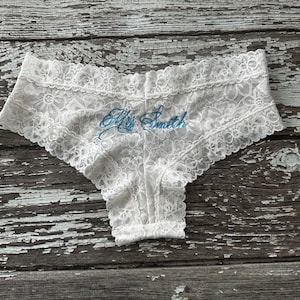 Wedding Lace Cheeky Panty Bridal Underwear, Custom, Something Borrowed, Something Blue