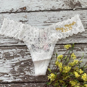 Personalized Mrs. Underwear Bridal Lingerie Bride Panties Honeymoon Thong Bachelorette Party Gift for the Groom