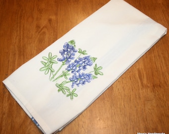Bluebonnet Kitchen Towel - Three Blooms - Texas Edition - 100% cotton towel