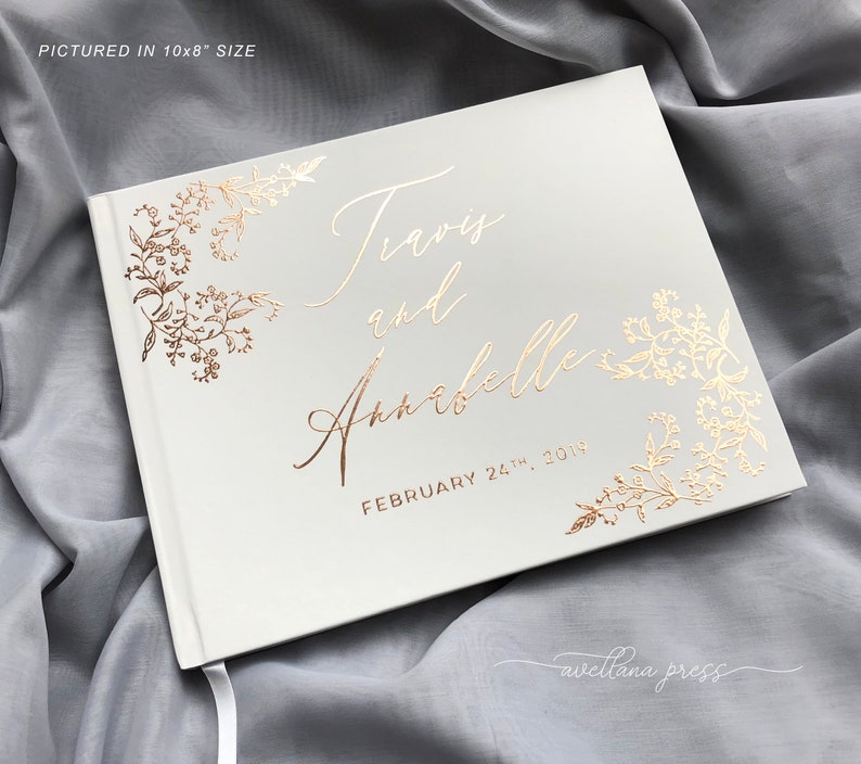 Custom Wedding Guest Book, Wedding Book, Guests Sign In, Hardcover Personalized Custom Wedding Book, Rose Gold Wedding Engagement Gift