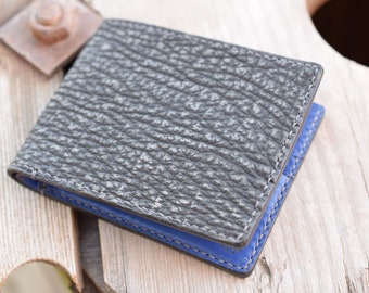 Grey Shark Leather Wallet with Kangaroo Leather Liner, perfect gift for him, great mens wallet, exotic wallet