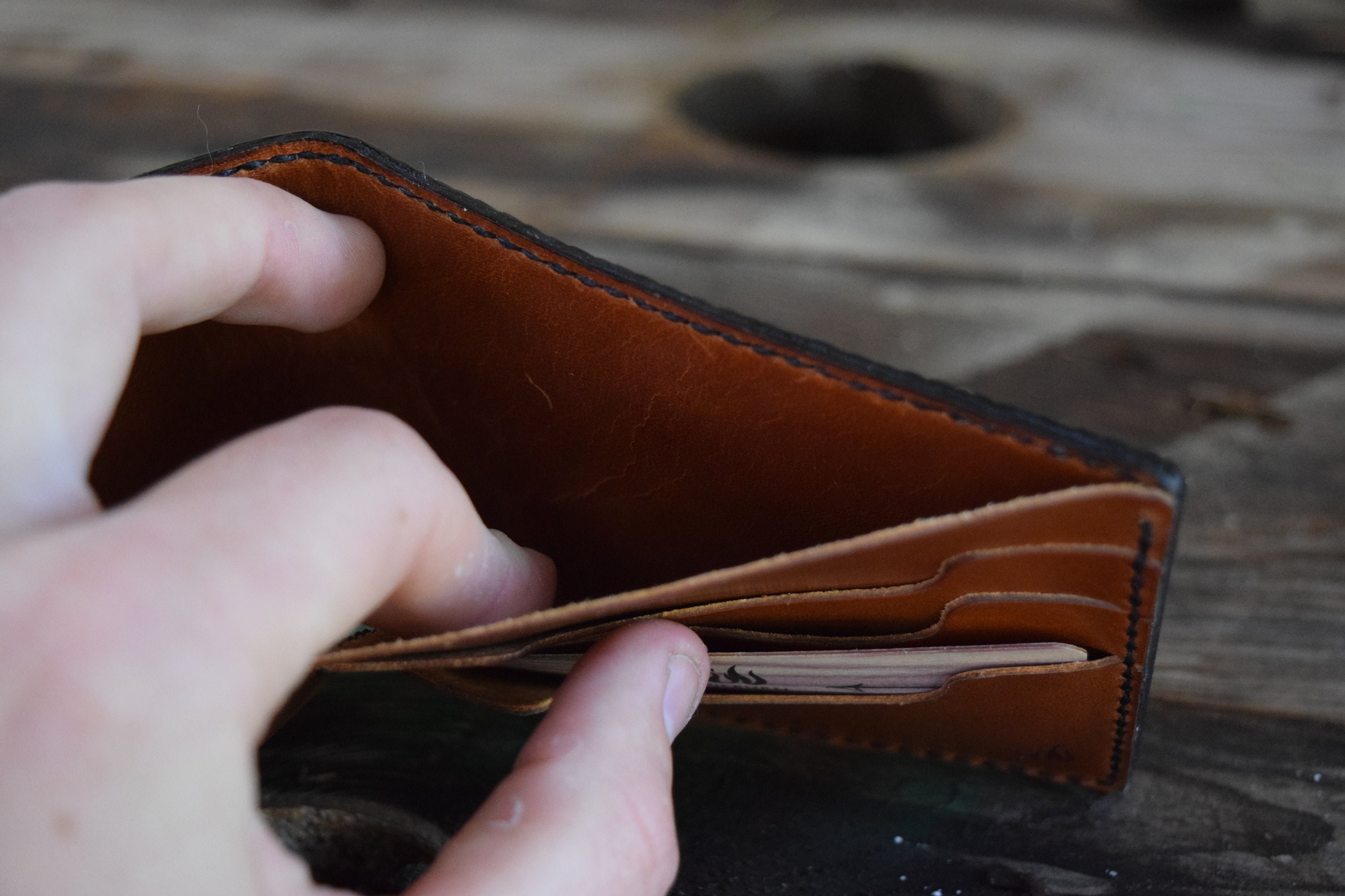 Black Beaver Tail Wallet with harness leather a perfect gift Etsy