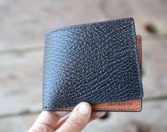 Black Shark Leather Wallet, Shark Skin Leather Wallet, Kangaroo Leather Wallet, gift for him, custom wallet, mens wallet