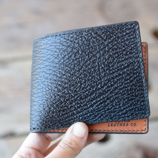 Black Shark Leather Wallet, Shark Skin Leather Wallet, Kangaroo Leather Wallet, gift for him, custom wallet, mens wallet