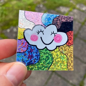 Wolke mit Glitzerregenbogen, Wolke Wanda mit den Pride Farben
