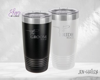 The Groom and Bride Personalized Wedding Gift, Groom and Bride Tumbler Gift Set with Wedding Date, Wedding Gift Set, Custom Wedding Gift