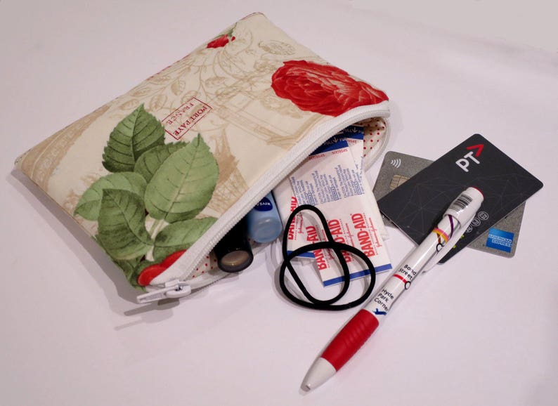 Handbag Organiser Pencil Case Fabric Pencil Case Zip Purse Multi Purpose Pouch Fabric Purse Pink Polka Dot Fabric Polka Dot Purse