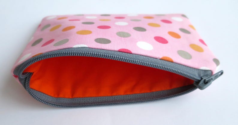 Handbag Organiser Pencil Case Fabric Pencil Case Zip Purse Multi Purpose Pouch Fabric Purse Pink Polka Dot Fabric Polka Dot Purse