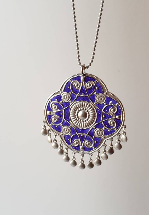 BEAUTIFUL PEACOCK BUTTON METAL ENAMEL *SPARKLY* 2/" X 2/"