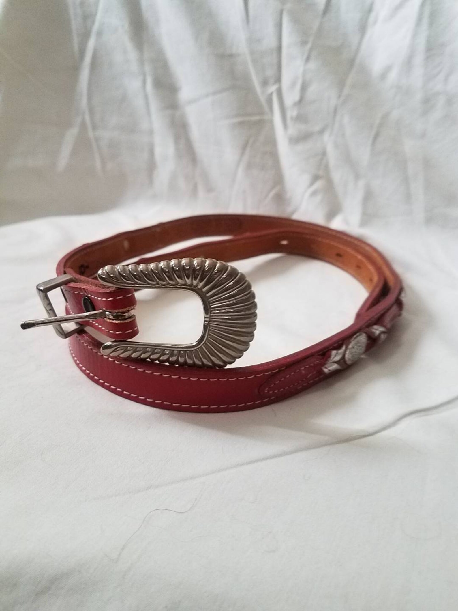 Red Ornamental Western Cowboy Belt 35 Waist - Etsy