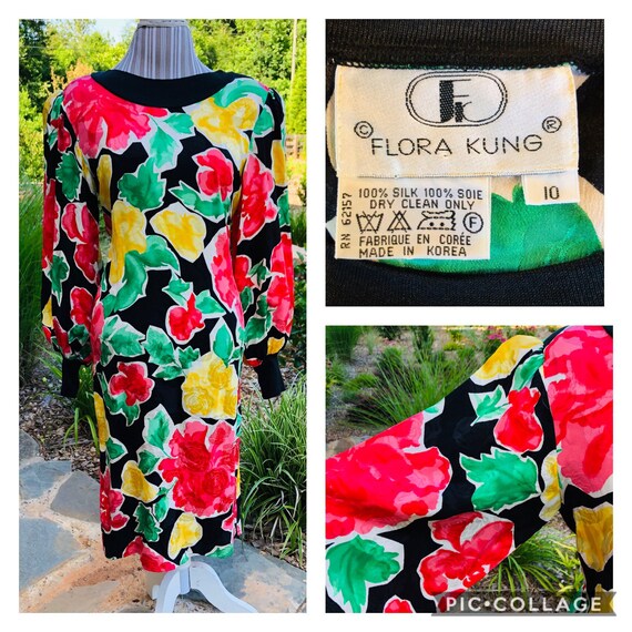 Vintage 1980s Silk Flora Kung Dress
