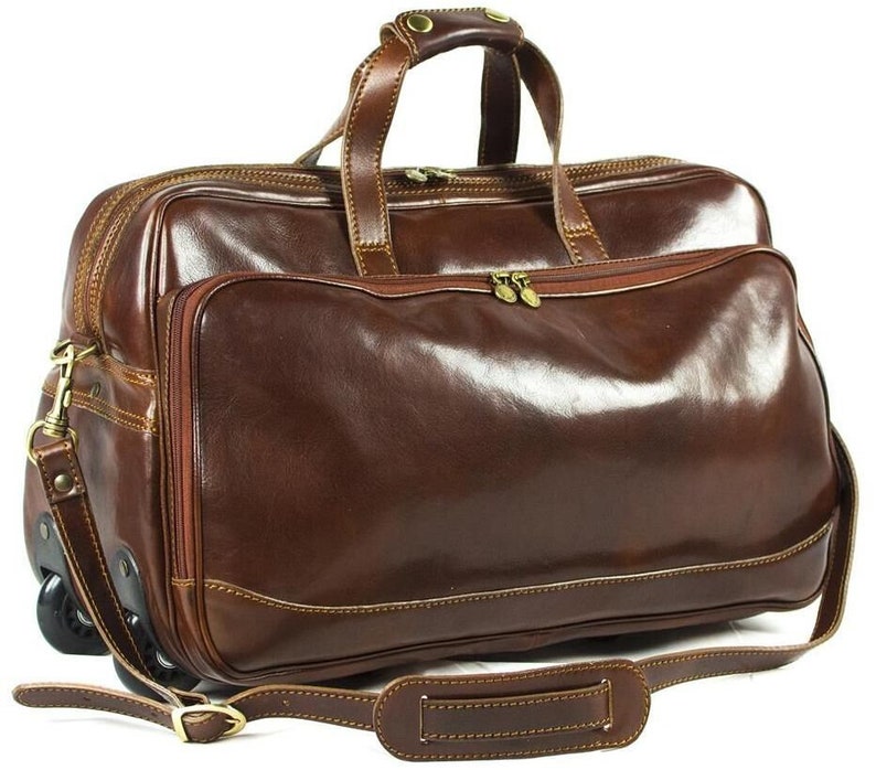 Italian Leather Weekender Travel Bag Etsy