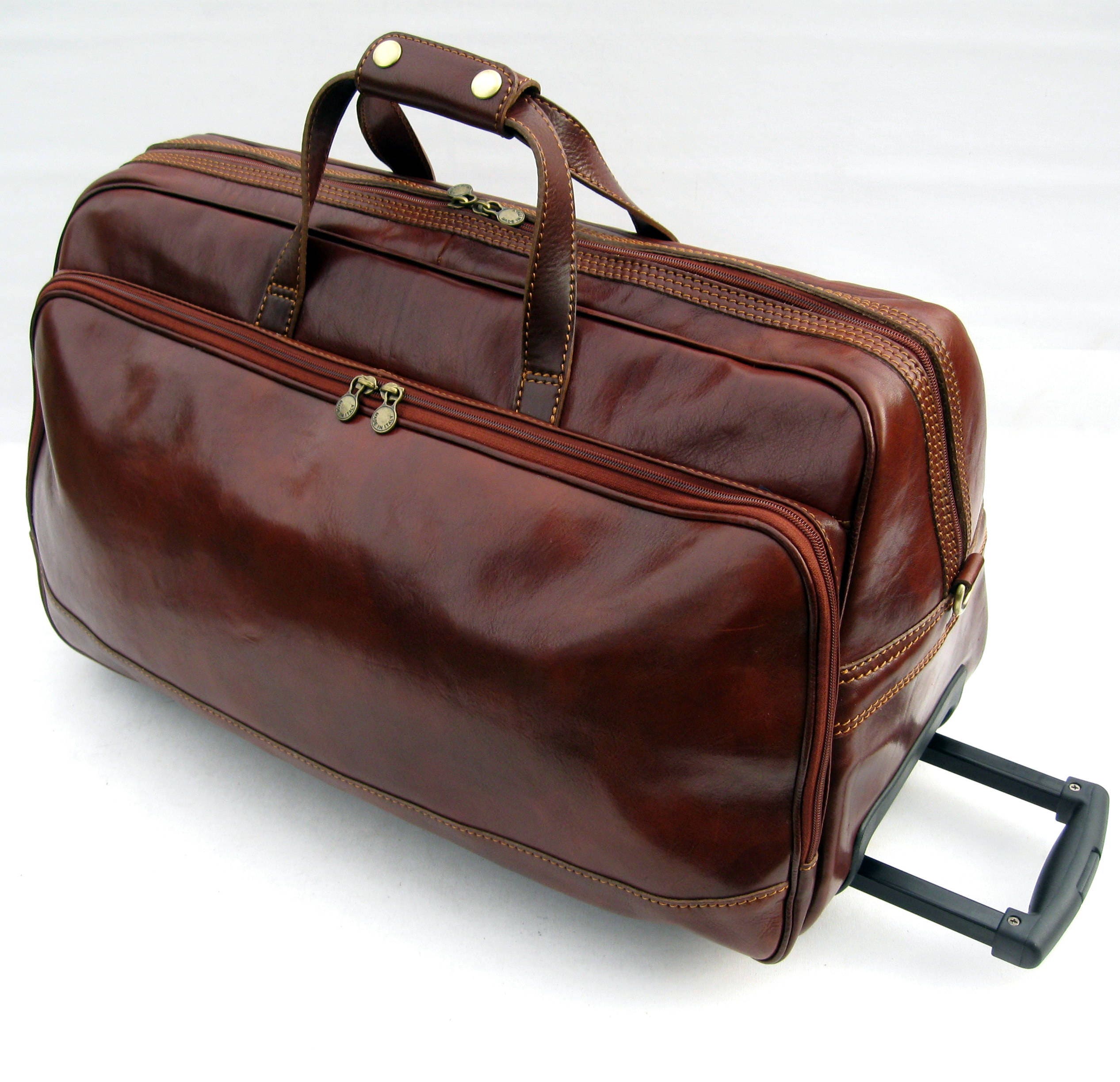Leather Weekender XL Travel Duffel Bag on Wheels By Enzo | Etsy