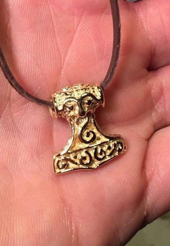 7.02 gr, Solid, 14K, Yellow gold Gold, THOR'S, Hammer, Mjolnir from Skane, Viking, ethnic, handmade, Kabara,