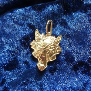 Solid, 14K, Yellow Gold, Fenrir, wolf Hammer, Norse, Viking, ethnic, handmade,