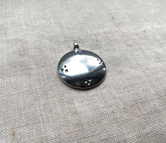 Solid, Sterling Silver 925, mirror, shaman, Pendant, double sided, ethnic, Vajrayana Melong TIBETAN MELONG (MIRROR) negative reflection