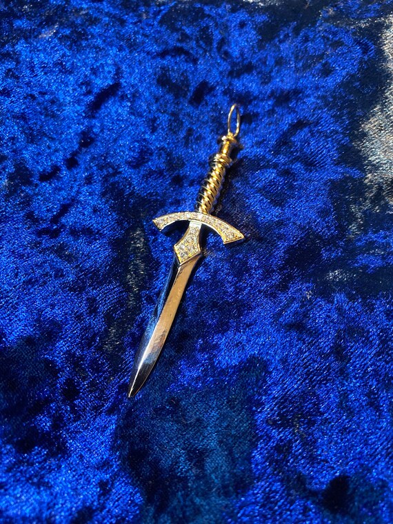 SOLID, pendant, rose, white, yellow gold, 14k, sword, diamond,
