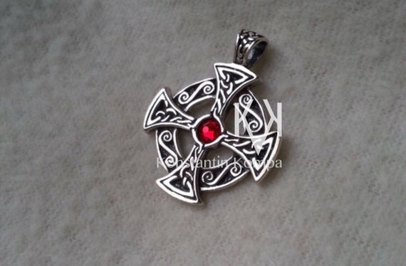 Ethnic, SOLID Sterling Silver 925, Celtic, Sun, Solar, CROSS, The most ancient CROSS Swarovski, Ethnic You can choose Color Stone, knot,