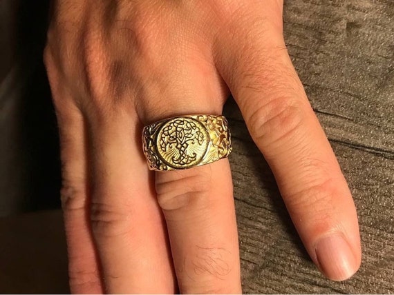 Solid, Yellow, Gold 14k, Ring, Handmade Mammen Style Yggdrasil, Viking, FedEx 3-4 work days