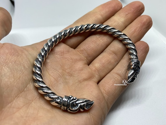 ODIN, Raven, Solid, Silver Sterling 925, heavy 2 oz - 56 gr., raven, crow, rabe, silver, Viking, Bracelet, Totem, Ethnic, replica
