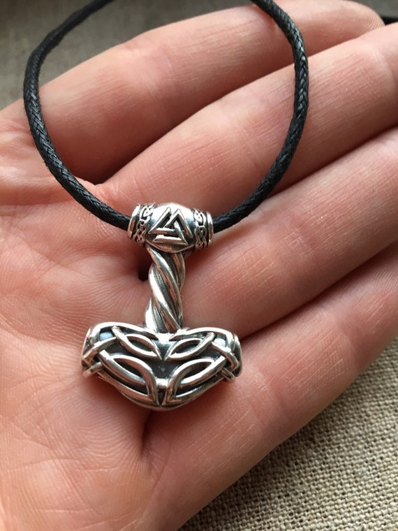 Solid, sterling, silver, 925, THOR'S HAMMER, Mjolnir, Mjollnir, MJÖLNIR, Viking, Double, Sided, Ethnic, Valkyrie, Norse,