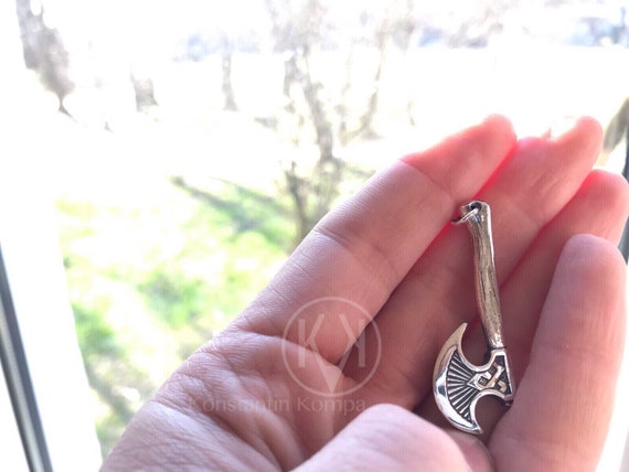 Viking, Ax, Otal, Othala, Rune, Pendant, double sided, Solid, Sterling Silver 925, Ethnic,