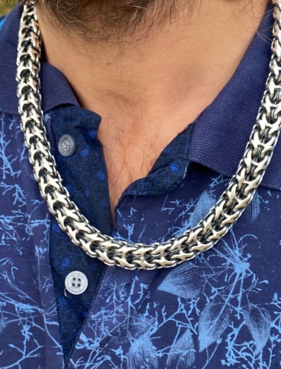 XXL Heavy, Chain, 925 sterling silver, box close, oxide, Ethnic, Free Shipping