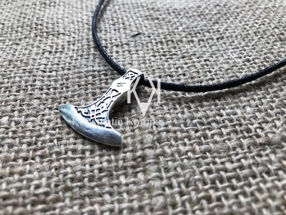 SOLID Ethnic Sterling Silver 925 AX with Sowilo Rune VIKING Pendant Amulet Ethnic