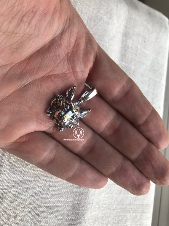 Solid, Silver Sterling 925, Lynx, Totem, Amulet, pendant, Ethnic,