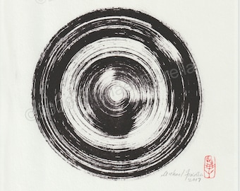 Wabi Sabi Zen Infinity Circle. Ink Painting. Enso-ga. Enso-zu. Ichi-enso. Suiboku-ga. Sumi-e. Buddhist Art. Japanese Art.  Art Print.