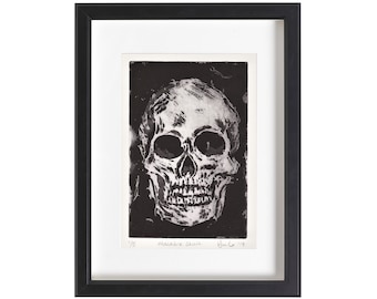 Macabre Skull by Veronica Lamb, Black and White Signed Limited Edition Etching Print, Skull Art Print, Macabre Wall Art, Black and White Art