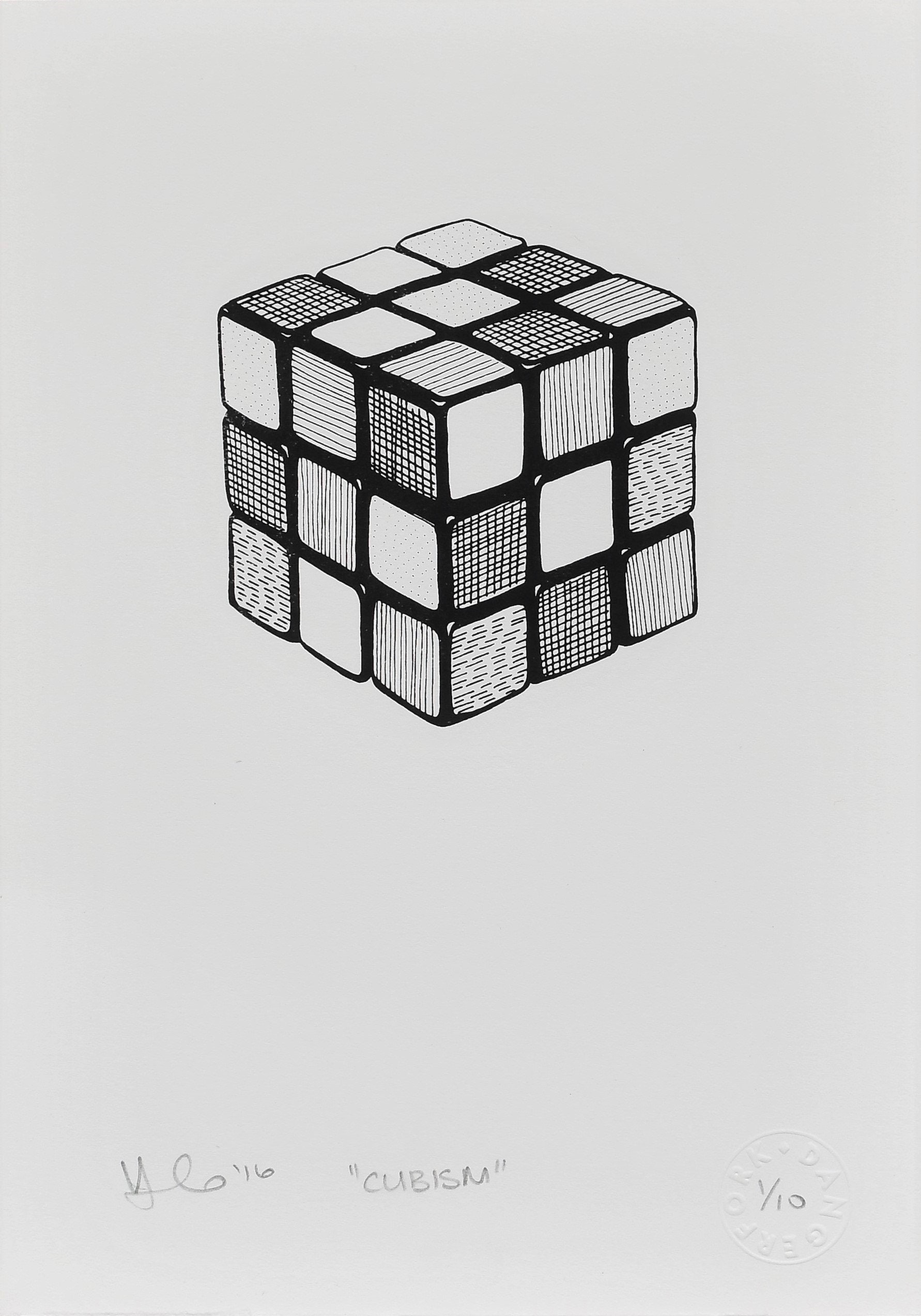 Rubiks Cube Screen Print. Black and White Art. - Etsy