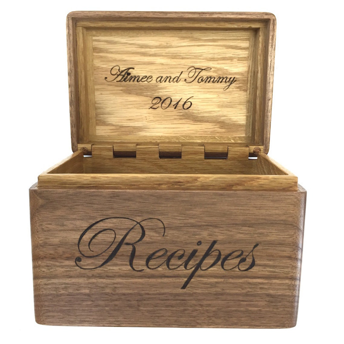 Wooden Recipe Box for 4x6 Cards With family Name or recipes on Front Etsy