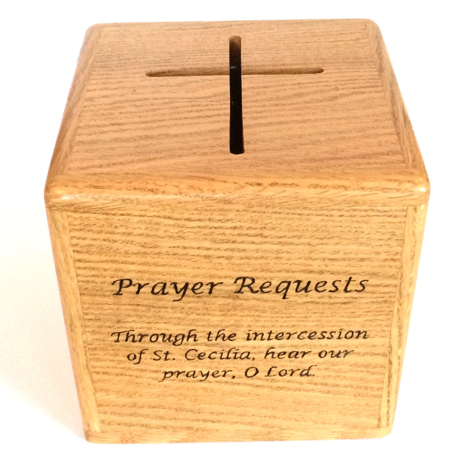 Oak Prayer Box With Text and Cross Slot Etsy