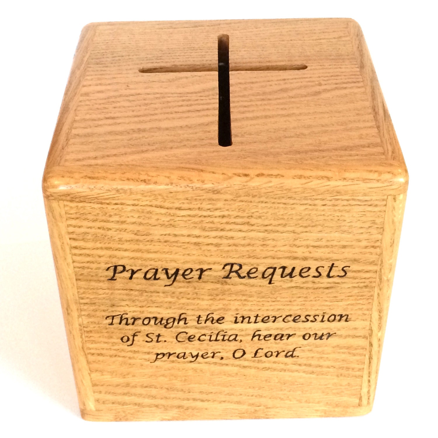 Oak Prayer Box With Text and Cross Slot Etsy