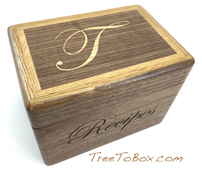 Wooden Recipe Box For 4x6 Cards With Family Name Or Recipes On Front Etsy
