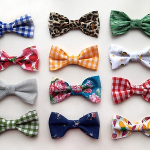 Slide on doggy bow tie - One size fits all with elastic slide on, in your choice of over 50 fabrics