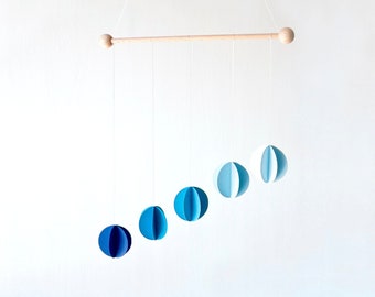 Blue Gobbi mobile. Gobbi Montessori mobile. Montessori baby toy. Hanging Baby Toy for new born. Ceiling mobile montessori