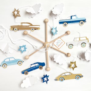 Classic Car Mobile. Vintage Baby Car Mobile. Newborn Gift for Classic Car Lovers. Nursery Decoration with Car Theme