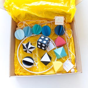 Montessori toys for newborn. Set 4 Montessori mobile. Munari - Gobbi - Octahedrons - Rainbow.